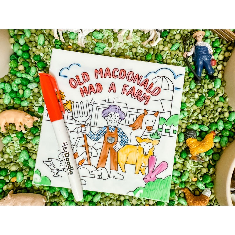 White Smoke HeyDoodle Old MacDonald Had a Farm Tales - Reusable Colouring Book Kids Colouring Books