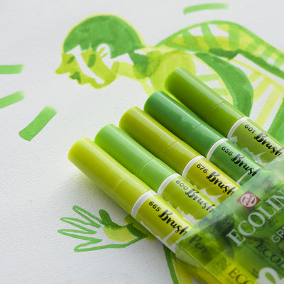 Light Gray Ecoline Brushpen Set 5pc - Green Pens and Markers