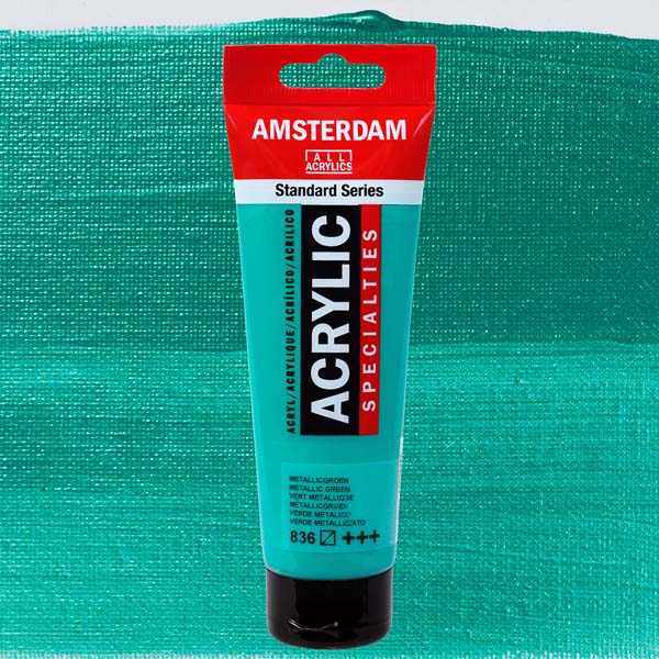 Dark Cyan Amsterdam Acrylic Paint, 120ml - 836 - Metallic Green Acrylic Paints