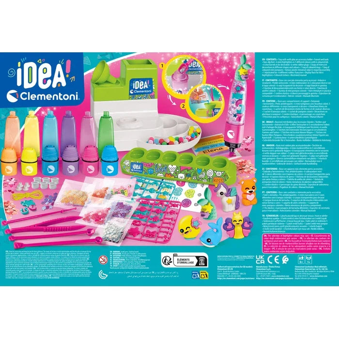 Kids highlighter studio kit back of package with accessory and instruction details