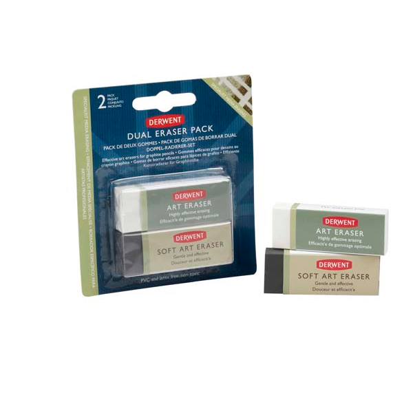White Smoke Derwent Dual Eraser Pack, 2pcs Drawing Accessories