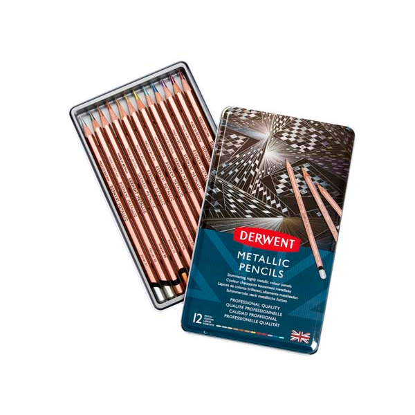 White Smoke Derwent Metallic Pencils Tin 12 Pencils