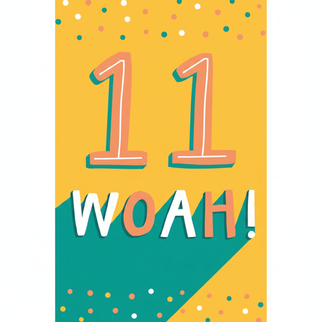 Sandy Brown Hallmark 11th Birthday Card 11 Woah! Bags & Invitation