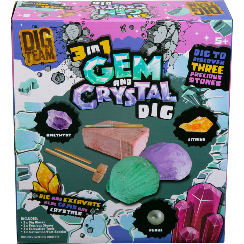 Dark Slate Gray 3 IN 1 GEM & CRYSTAL DIG KIT Kids Kits