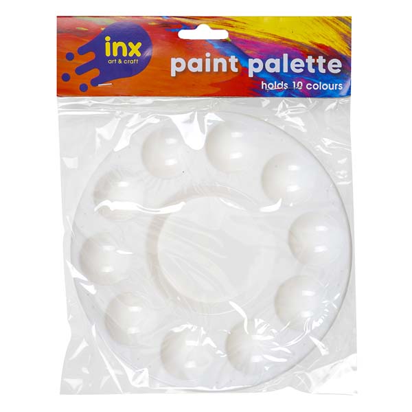 Lavender Inx Round Plastic Paint Palette, 10 Compartment (168mm) Kids Painting Supplies