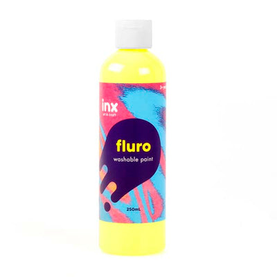 Khaki Inx Washable Paint, Fluro Yellow, 250ml Kids Paints