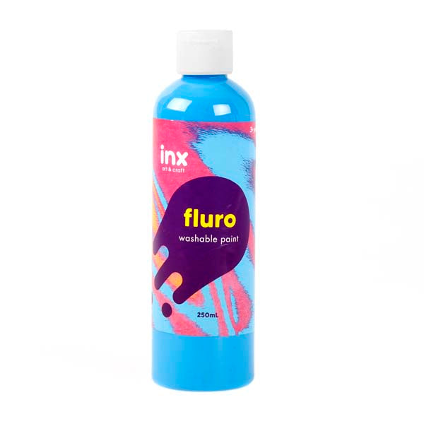 Midnight Blue Inx Washable Paint, Fluro Blue, 250ml Kids Paints