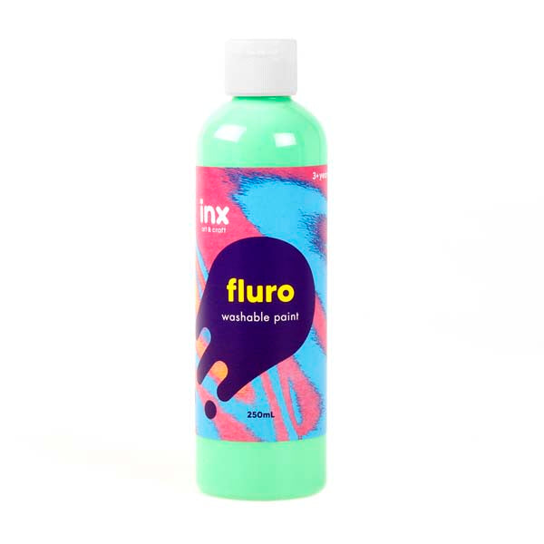 White Smoke Inx Washable Paint, Fluro Green, 250ml Kids Paints