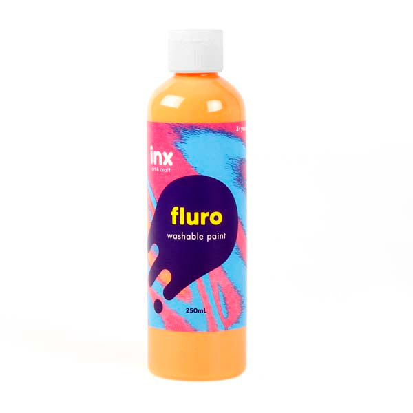Sandy Brown Inx Washable Paint, Fluro Orange, 250ml Kids Paints