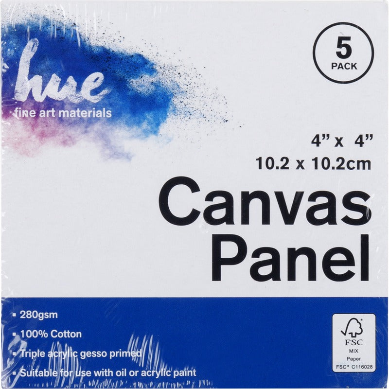 Lavender Hue Stretched Canvas Panel 5Pk 3mm 4x4in (10.2x10.2cm), 280GSM Kids Canvas