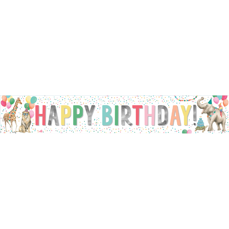 White Smoke Birthday Banner - Party Animals Themed Parties
