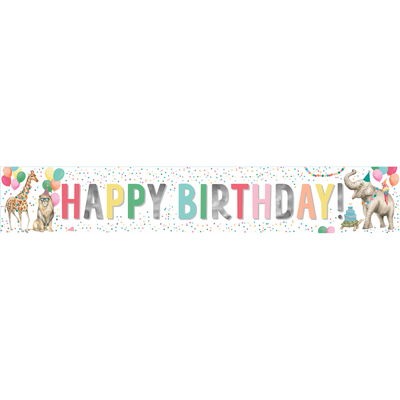 White Smoke Birthday Banner - Party Animals Themed Parties