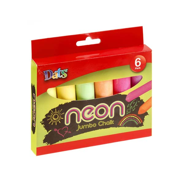 White Smoke Dats Jumbo Neon Coloured Chalk, 6pk Kids Activities