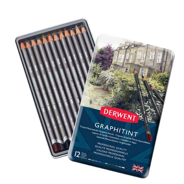 White Smoke Derwent Graphitint Tin 12 Pencils