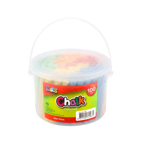 White Smoke Dats Coloured Chalk, 100pk in Bucket Kids Activities