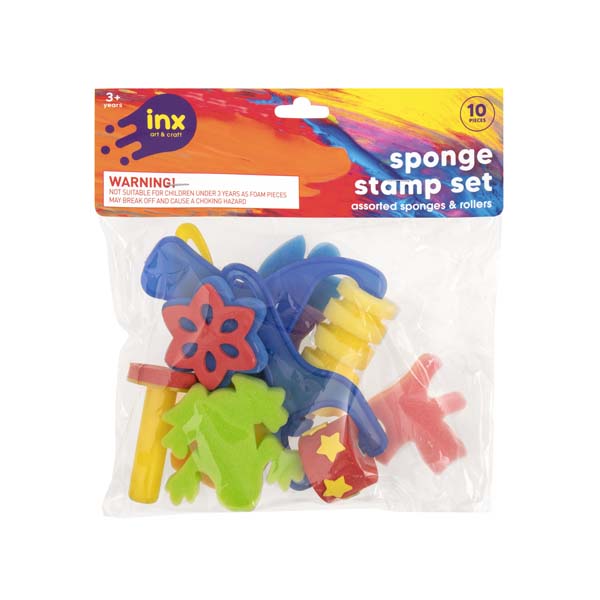 White Smoke Inx Art Set with Sponges/Stamps/ Rollers/Blocks, 10pcs Kids Painting Supplies