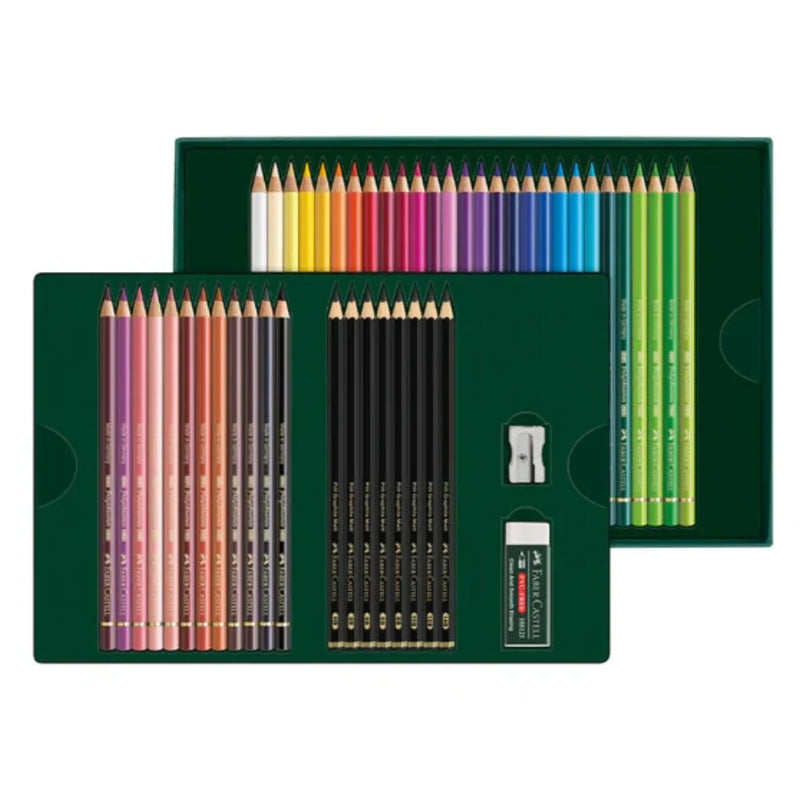 Dark Slate Gray Faber-Castell Polychromos & Pitt Graphite Artist set, 50 Piece Pencils