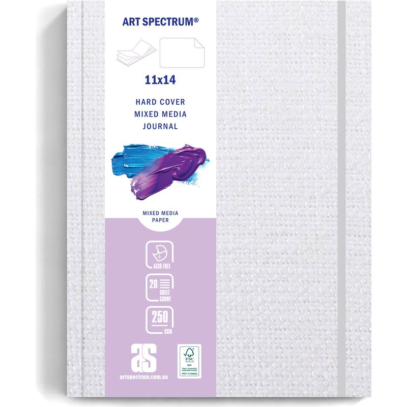 Lavender Art Spectrum XX-Large 11x14" Hard Cover Mixed Media Journal 250gsm 40 pages - Textured White Pads