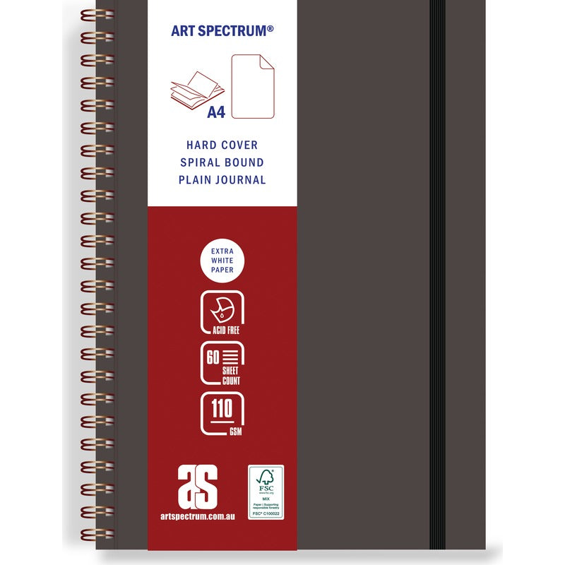 Dark Slate Gray Art Spectrum A4 Hard Bound Leatherette Visual Journal Wire Bound 110gsm 60 sheet - Chocolate Pads