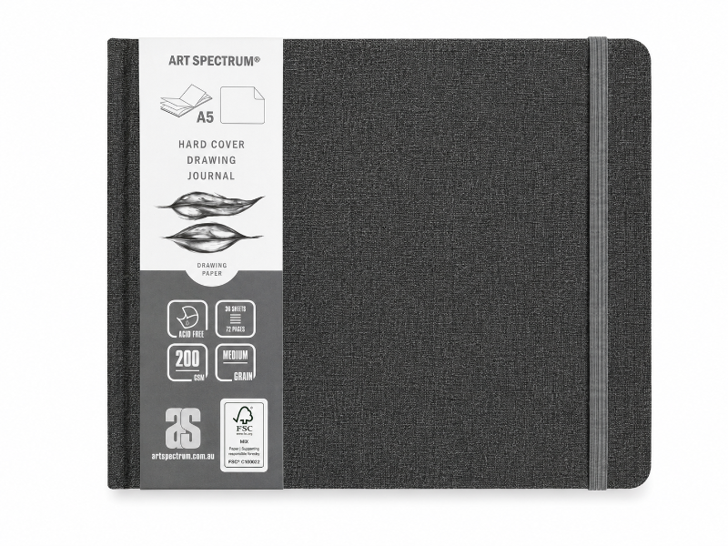 Dark Slate Gray Art Spectrum Drawing Hard Cover Journal, Charcoal Linen Cover, A5 Journals & Notebooks