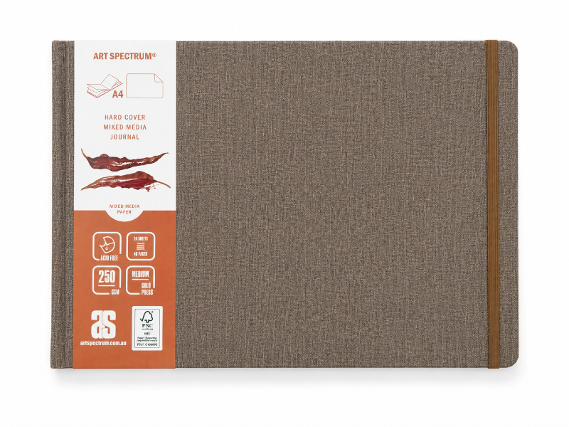 Dim Gray Art Spectrum Mixed Media Hard Cover Journal, Tan Linen Cover, A4 Journals & Notebooks