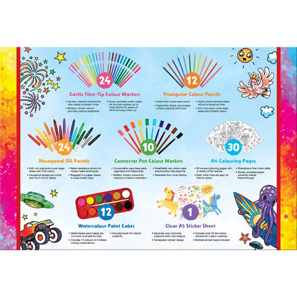 White Smoke Faber Castell Epic Creativity Case - 112 Pieces Kids Craft Kits