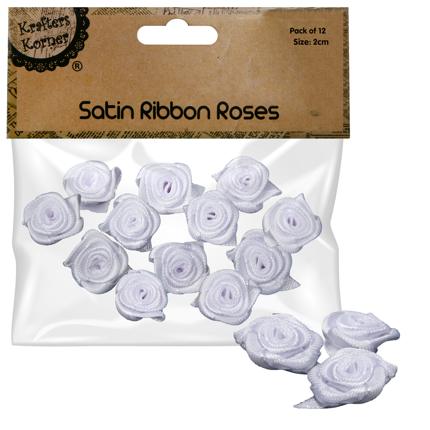 Krafters Korner Satin Ribbon Roses 12 Pack