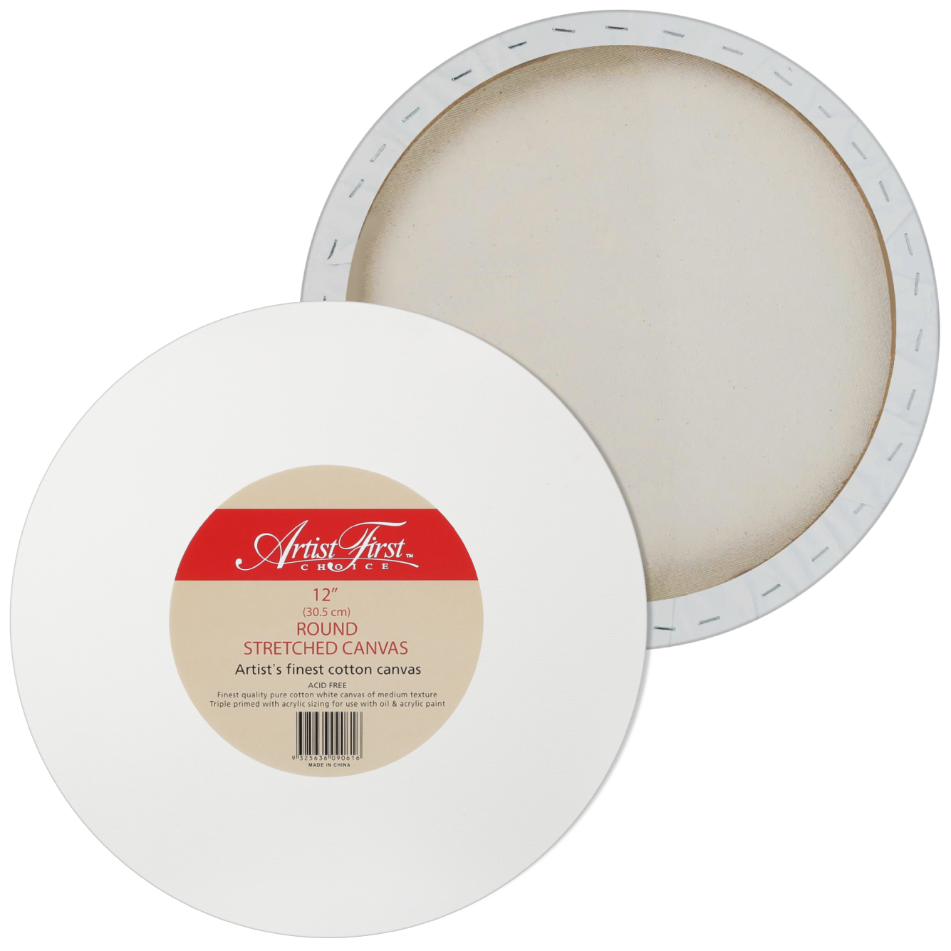 Light Gray Artist First Choice Round Stretched Canvas 12 Inches Round Canvases