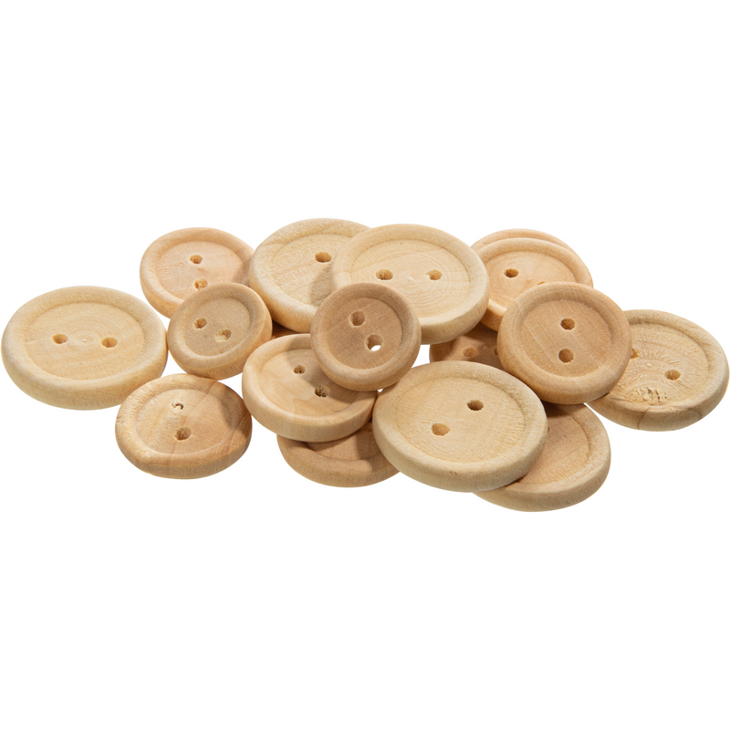 Tan Teacher's Choice Natural Wooden Buttons Assorted Sizes 100 Pieces Kids Craft Basics