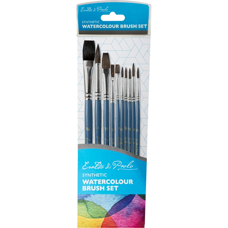Light Gray Eraldo Di Paolo Synthetic Watercolour Brush Set 10 pack Brushes