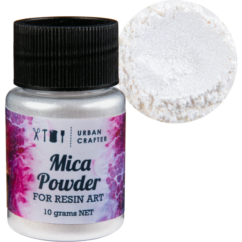 Light Gray Urban Crafter Resin Mica Powder-White Satin 10g Resin Craft