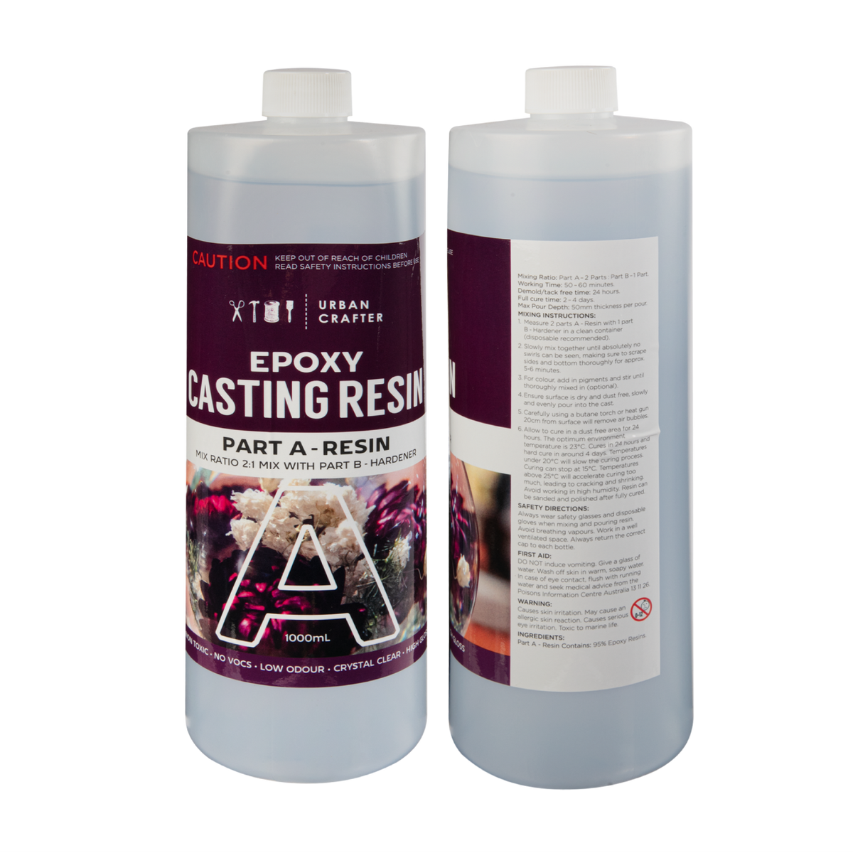 Gray Urban Crafter Casting Resin for Moulds Kit 2:1, 1.5Lt (1Lt + 500ml) Resin