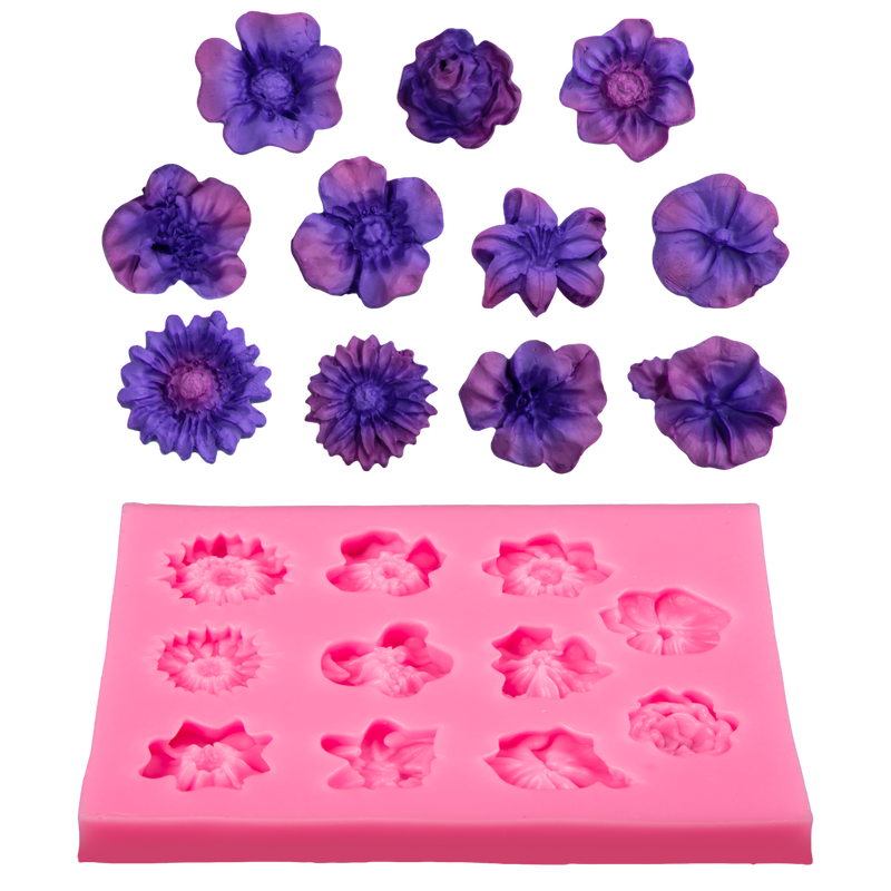 Dark Slate Blue The Clay Studio Flowers Silicone Mould for Polymer Clay and Resin 10.8x8.8x1cm Moulds