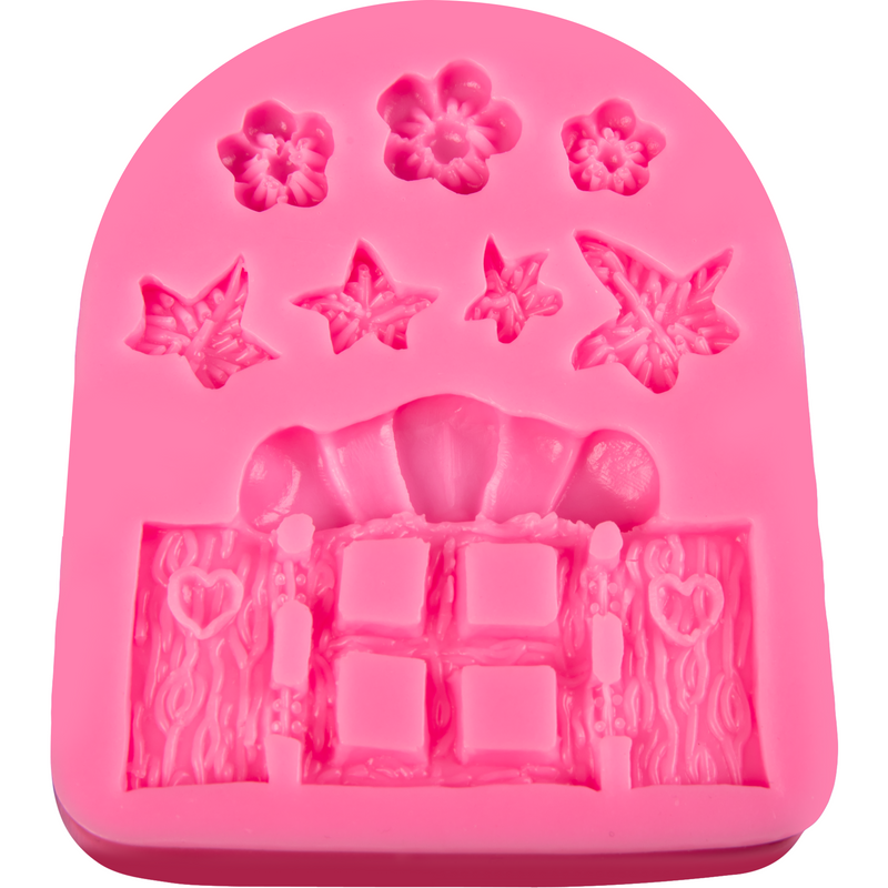 Hot Pink The Clay Studio Flower Door Silicone Mould for Polymer Clay and Resin 10.3x8.3x1.2cm Moulds