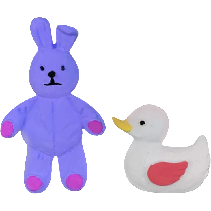 Medium Purple Clay Studio Cartoon Rabbit And Little Yellow Duck Silicone Mould for Polymer Clay and Resin 7.5x9x1.2cm Moulds