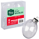 Light Gray Make A Merry Christmas Clear Plastic Flat Baubles 80mm 4 Pack Christmas