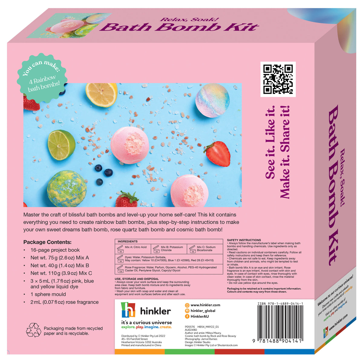 Light Pink Oh My Craft Relax Soak Bath Bomb Kit