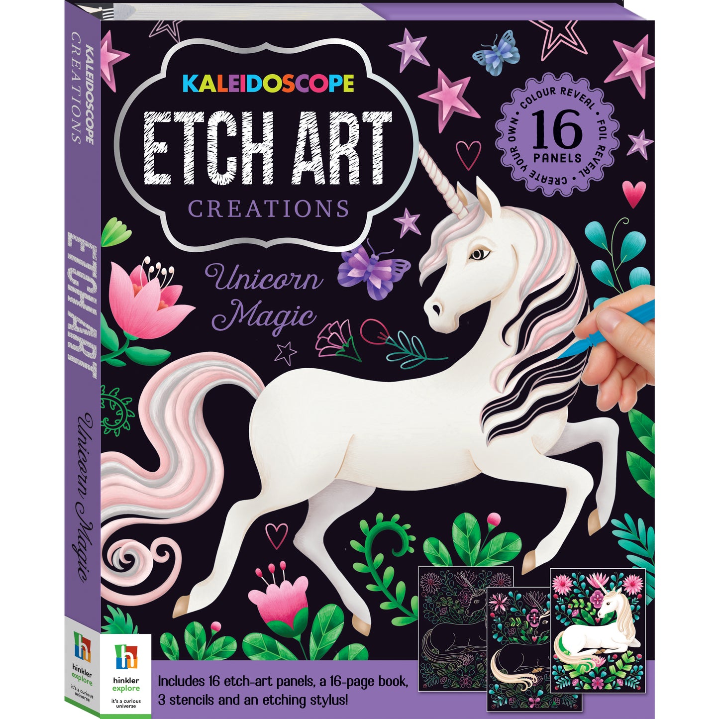 Black Kaleidoscope Etch Art Creations Unicorn Magic Kids Activities