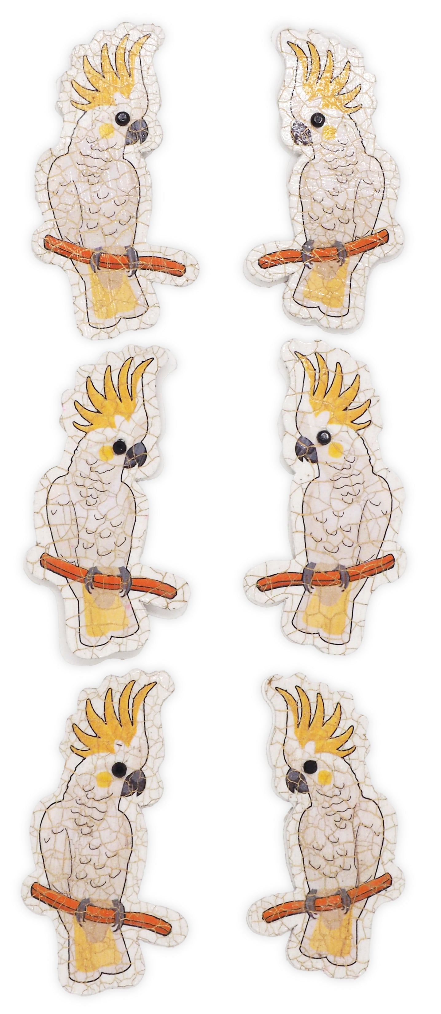 White Smoke Aarbee Australian Cockatoo Stickers 6Pcs Paper Craft