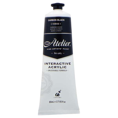 White Smoke Atelier Interactive Artists Acrylic Paint, Carbon Black S1 80ml Acrylic Paints