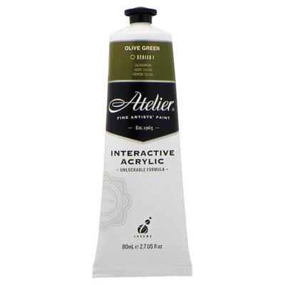 White Smoke Atelier Interactive Artists Acrylic Paint, Olive Green S1 80ml Acrylic Paints