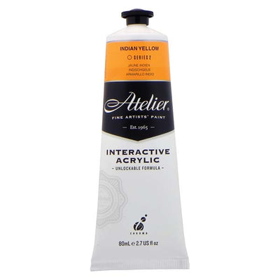 White Smoke Atelier Interactive Artists Acrylic Paint, Indian Yellow S2 80ml Acrylic Paints