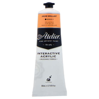 White Smoke Atelier Interactive Artists Acrylic Paint, Jaune Brillant S2 80ml Acrylic Paints