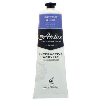White Smoke Atelier Interactive Artists Acrylic Paint, Pacific Blue S2 80ml Acrylic Paints