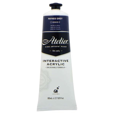 White Smoke Atelier Interactive Artists Acrylic Paint, Paynes Grey S2 80ml Acrylic Paints