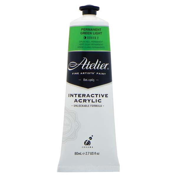 White Smoke Atelier Interactive Artists Acrylic Paint, Perm Green Lt S2 80ml Acrylic Paints