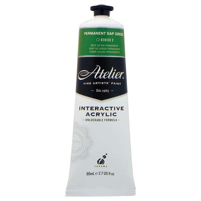 White Smoke Atelier Interactive Artists Acrylic Paint, Perm Sap Green S2 80ml Acrylic Paints