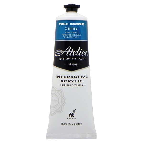White Smoke Atelier Interactive Artists Acrylic Paint, Pthalo Turquoise S2 80ml Acrylic Paints