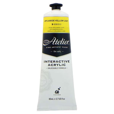 White Smoke Atelier Interactive Artists Acrylic Paint, Arylamide Yellow Light S3 80ml Acrylic Paints