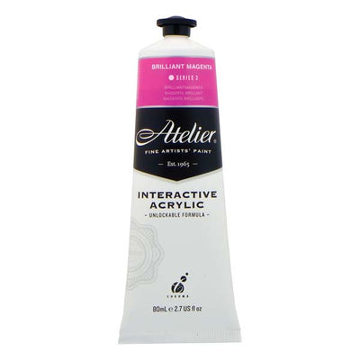 White Smoke Atelier Interactive Artists Acrylic Paint, Brilliant Magenta S3 80ml Acrylic Paints